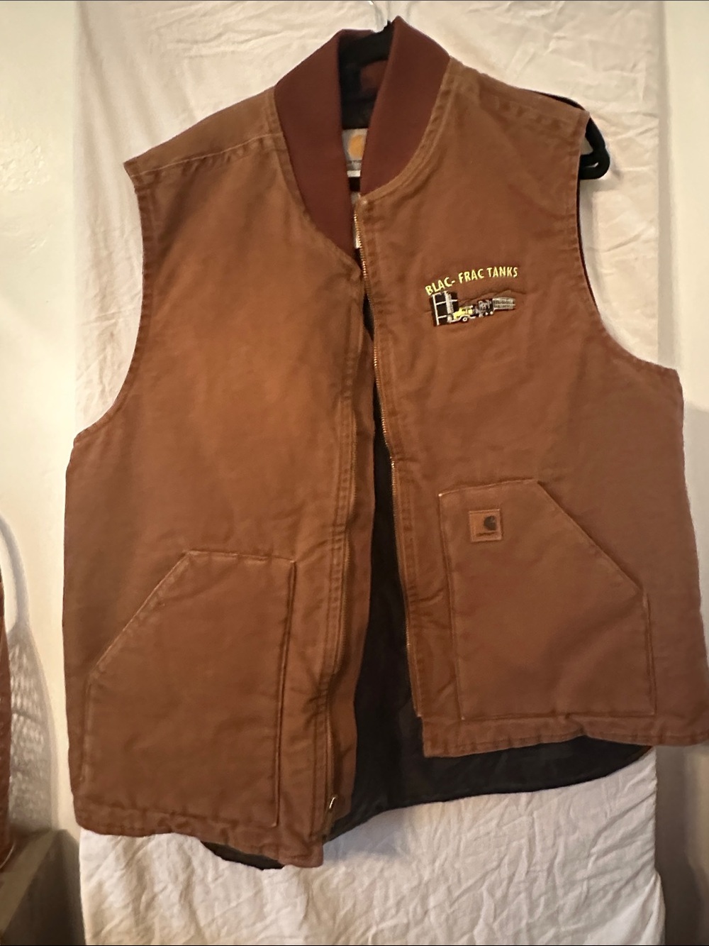 Carhartt Brown Insulated Work Vest with Embroidered Logo